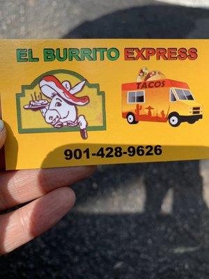 El burrito express card: order pick up