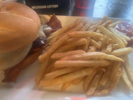 Wisconsin bbq chicken sandwich with fries