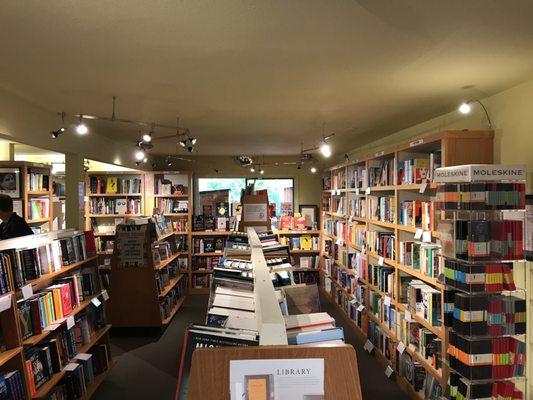 Book sections to the right of the entrance.