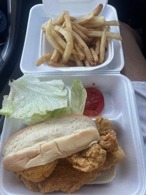 Fish and shrimp poboy