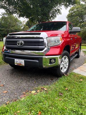 Shiny red Toyota Tundra