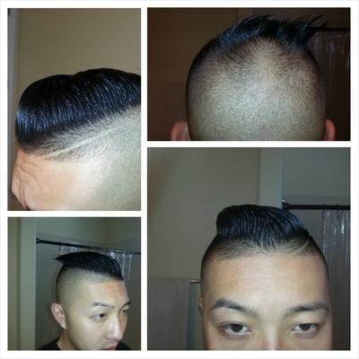 Skin high fade, hardline, pompador.