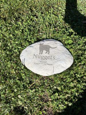 Nuggets resting spot with a temporary marker that I created on Amazon.