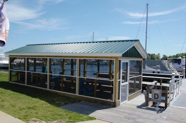 Our "crab shack" with grills and picnic tables.