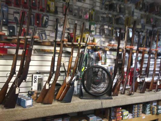 All kinds of antique firearms as well as modern air rifles and all of the ammunition and ammunition reloading supplies.