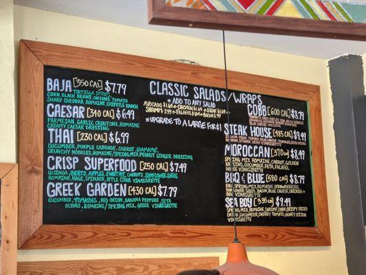 Menu board at Crisp, Lynchburg