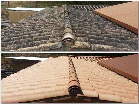 Safe, Non pressure tile roof cleaning