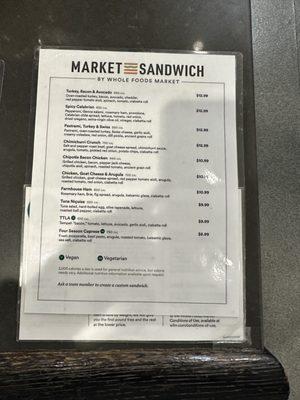 Sandwich Menu