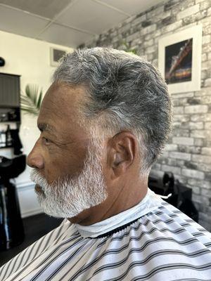 Medium length cut with beard trim