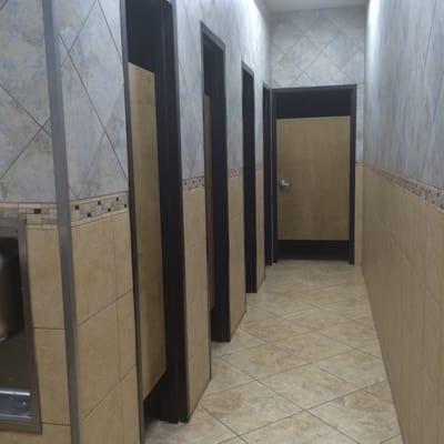 Each stall has motion sensor lighting