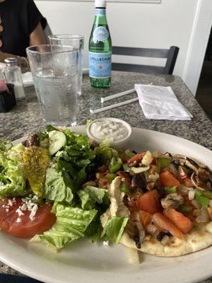 Vegetable pita w Greek side salad