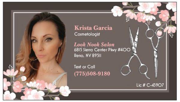 Contact Krista for you beauty needs!