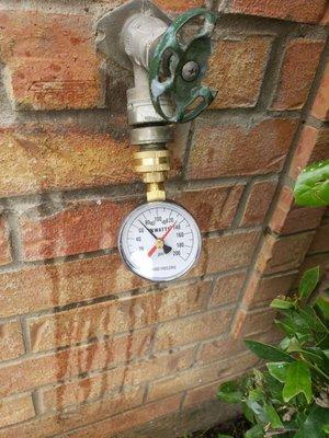 Water pressure reading 70 psi