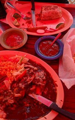 Enchiladas with Mole & Al Pastor Burrito.