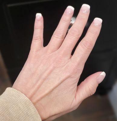 Pink & White gel manicure by Michelle