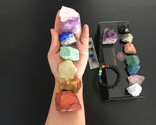 My chakra healing crystals that I purchase from psychic therapy by Sabrina Lane