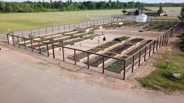 All Volunteer construction. 42 days after start, all beds are planted!  July 4, 2019.