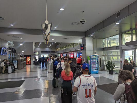 The 100 foot long, two hour line at Avis, where, despite knowing their rental reservations, they only had two people working. Slowly.