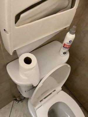 No TP holder in lobby bathroom