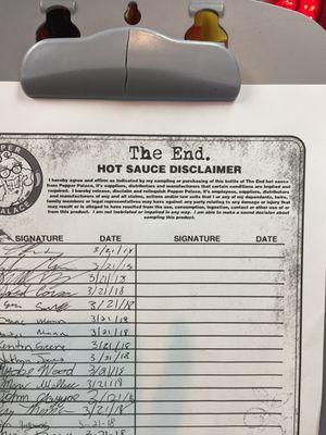 The waiver form you have to sign to try The End in a year Store.