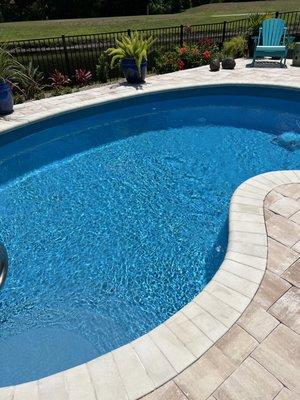 New pool with landscaping.