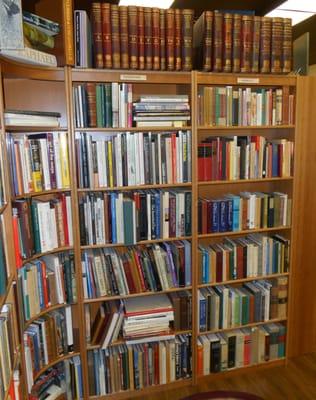 See those large leather books at the top?  First printing of the Oxford English Dictionary.