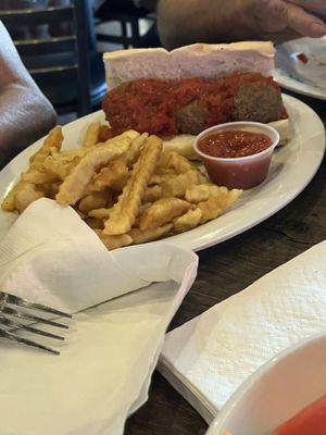 Meatball sub and fries