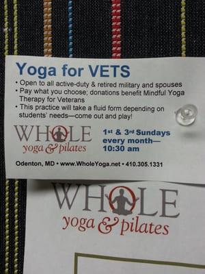 Free Yoga for Active Duty and Veterans.