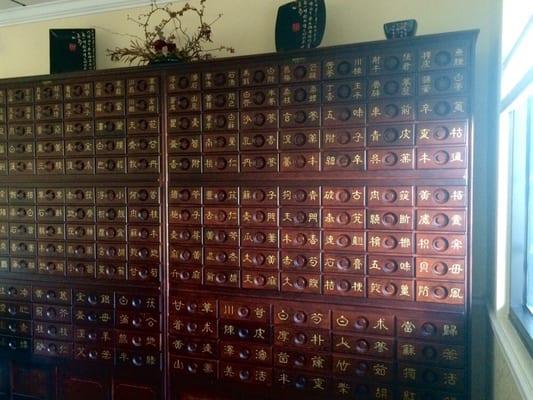 Drawers of Chinese magical healing things ( I have no idea what's inside these drawers! But it seems promising!)