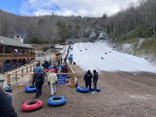 From the base of the slope, a lot of fun!  A bit of a line, but plenty of run time