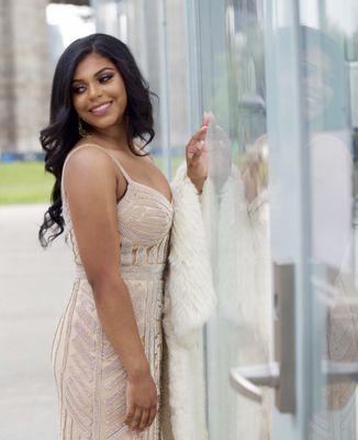 Faux fur wrap was the perfect accessory to my daughter's great gatsby inspired prom gown