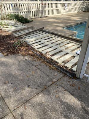 Gate by the pool. Left like this for weeks.