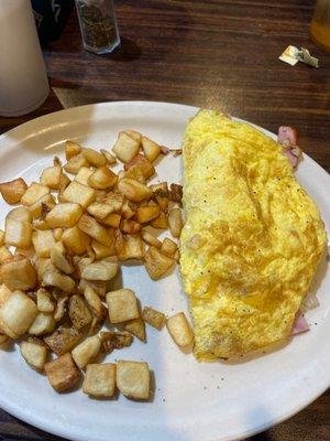 Ham, cheese and onion omelette.