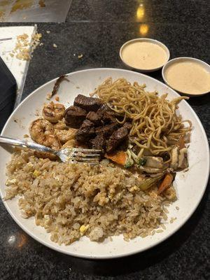 Filet mignon and shrimp