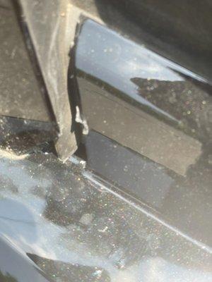 Cracked paint on refurbished bumper.