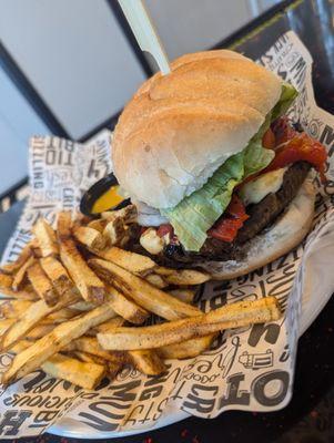 Portabello Mushroom sandwich with fries