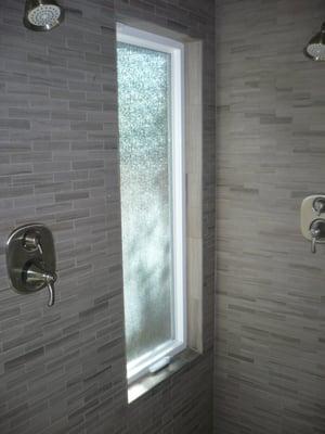 Bathroom casement window with Rain obscured glass.