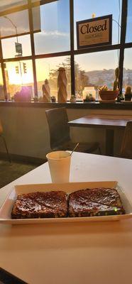 Enjoying the warm glow of sunrise w  beautifully plated jam & butter toast Espresso  I  this spot ...  Couple ... Sunrise ... Music