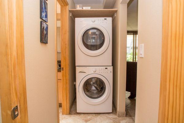 Full-size washer and dryer in the condo