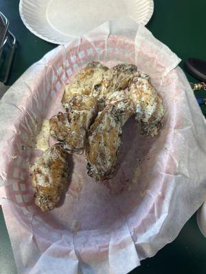 Garlic Ranch Parmesan Wings. There were 16 but tiny hands couldn't wait for me to take a picture.