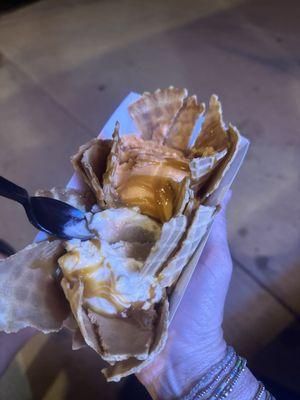 Ice cream nachos! Thai Tea and Horchata Ice cream with the caramel