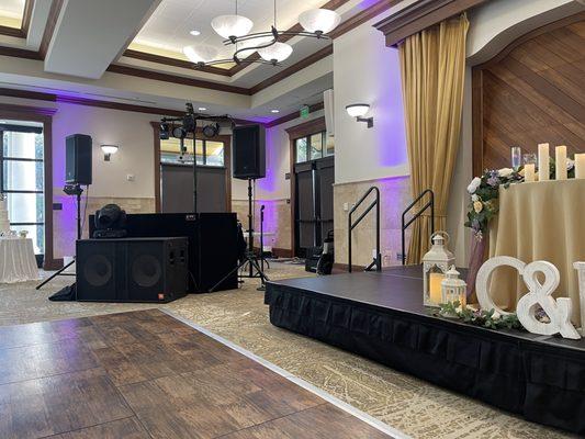 Reception Setup at Shannon Community Center - 300 Guests - 2023  (With Uplighting)