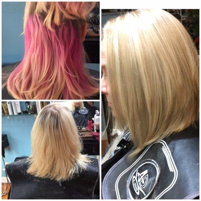 Pink back to highlight & lowlights