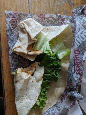 I always eat at Duchess & never have a problem. Today I got a chicken Cesar wrap and asked for dressing on the side and this is what I got!