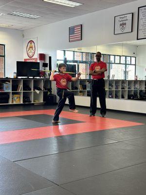 My son in a private lesson with his instructor.