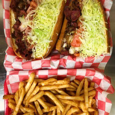 Pastrami Hot Grinder and French Fries