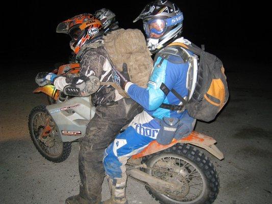 rescuing a stranded rider in the middle of nowhere Baja California