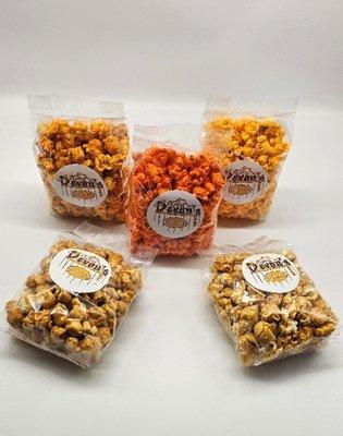 Atlanta Mix, Cheddar, Double Caramel, Caramel and Hot and Spicy