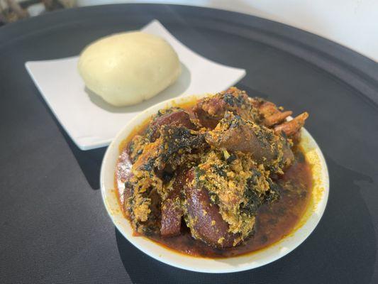 Egusi Soup and Pounded Yams with Assorted meats