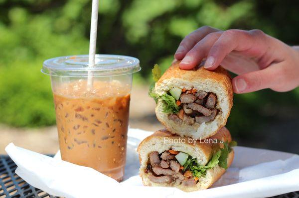 Cafe Sua Da (Vietnamese Ice Coffee) ($5.50) and #1 Banh Mi Thit Nuong ($7.95 Grilled Pork Banh Mi)